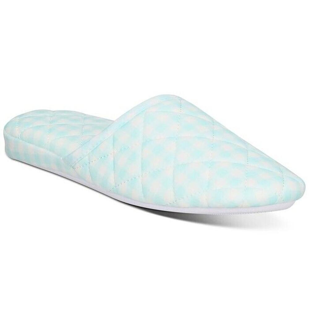 Charter Club Women Mint Quilted Plaid Gingham Indoor Clog Slipper Size L / 9-10